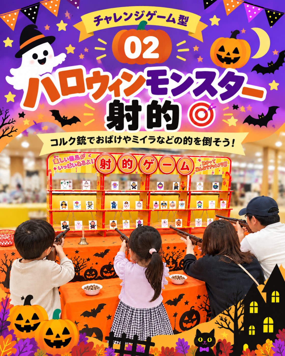 コルク銃でおばけの的をねらうハロウィンモンスター射的のイベント案内