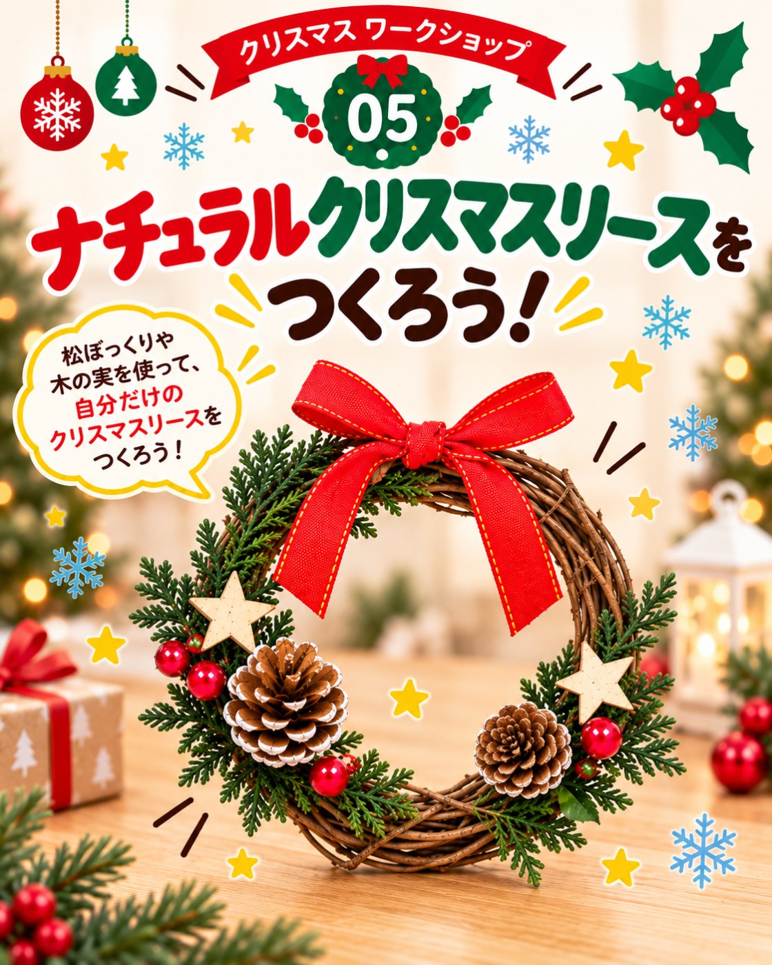 オリジナルのクリスマスリースをつくるワークショップの案内